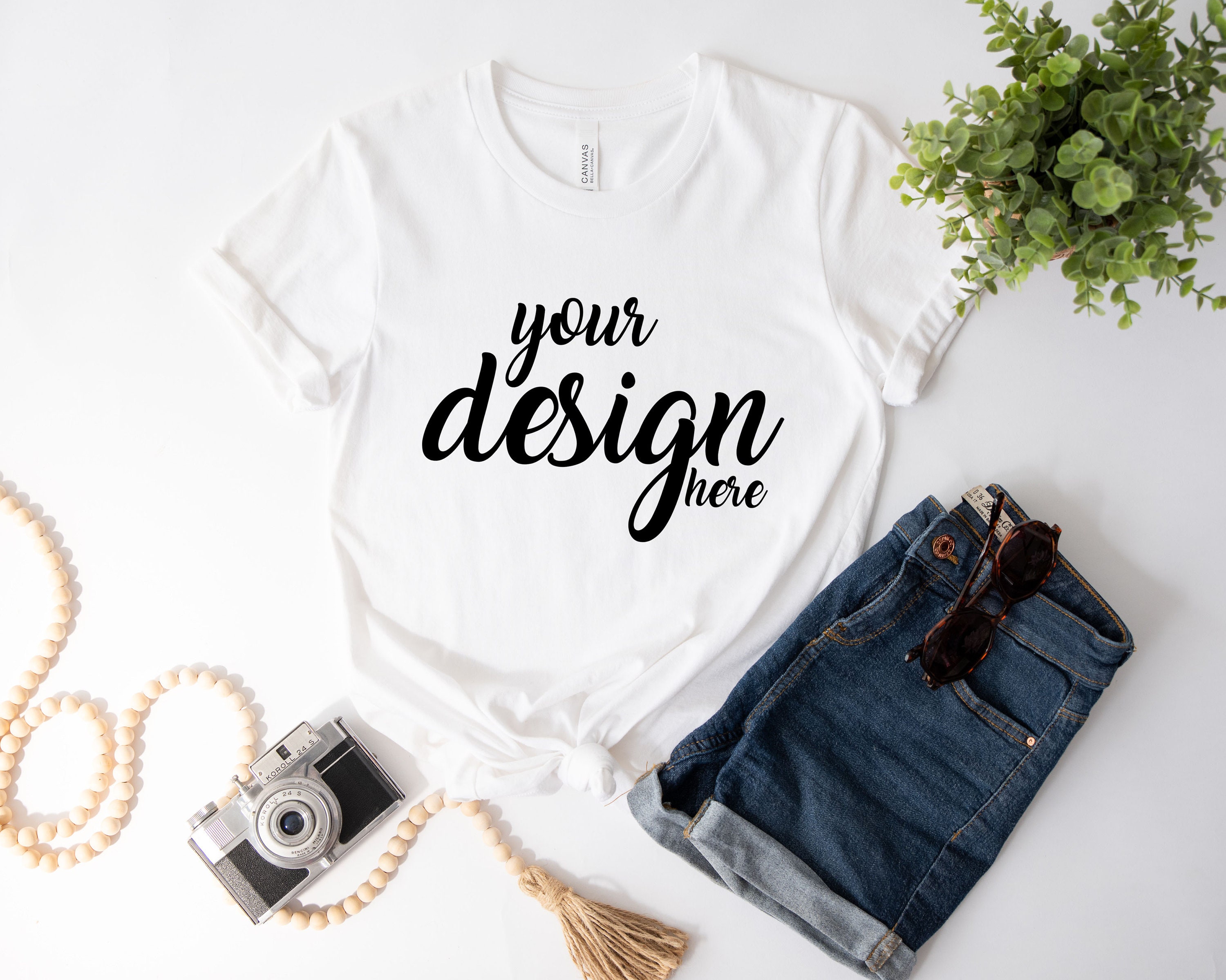 White Bella Canvas 3001 Shirt Mockup Modern Tshirt Mock up Boho Styled ...