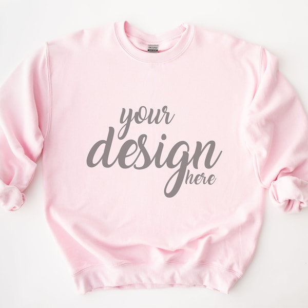 Pink Sweater Mockup Gildan 18000 Mockup Valentine's Day Sweatshirt Mockup Gildan Jumper Stock Photo JPG Digital Download