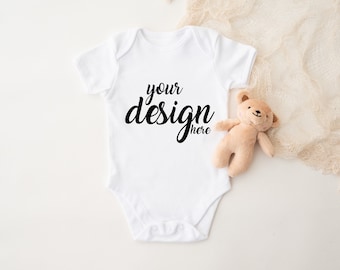 White Baby Mockup Vest Mock-up modern Mock Up Rainbow Styled Stock Photo Babygrow Mockup Sublimation Cricut JPG Digital Download