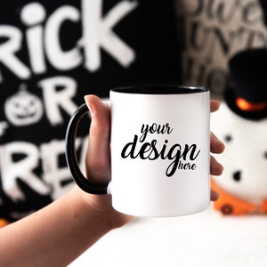 Black Handle Mug MockUps Coffee Cup Mock up Halloween Mock Up Fall Styled Stock Photo Coffee Cup Mockup Sublimation Mug JPG Digital Download