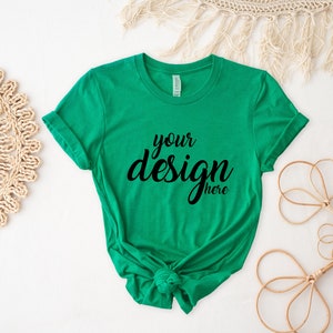 Kelly Green Bella Canvas Tshirt Mockup modern Boho shirt Mock Up Styled Stock Photo Tee Mockup SVG Mockup Sublimation JPG Digital Download