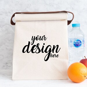 Canvas Lunch Bag Mockup Lunch bag With Strap Mockup Roll top Bag Mockups Shopping Tote Picnic SVG Mock up Bag Mock Up Digital Download Jpg image 2