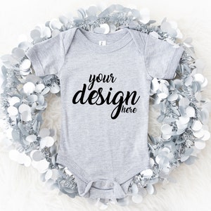 Athetic Heather Bella Canvas Baby Onesie Mockups Vest Mock-up Baby Bodysuit Mockup Babygrow Mockup 100B JPG Digital Download