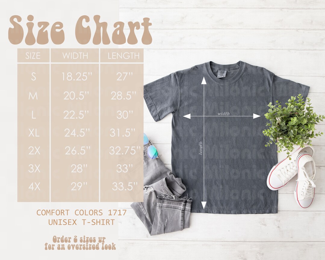 Comfort Colors 1717 Size Chart Pepper Shirt Size Guide C1717 Tshirt ...