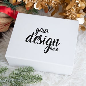 Christmas Eve Box Mockup White Gift Box Mockup Magnetic box mock-up hamper box mockup Package box Cricut Mockup Jpeg Instant Download
