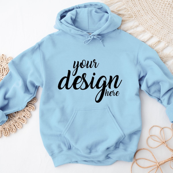 Light Blue Hoodie Mockup Gildan 18500 Mockup Gildan Hooded Sweatshirt Mockup Mockup Stock Photography SVG Mockup JPG Digital Download