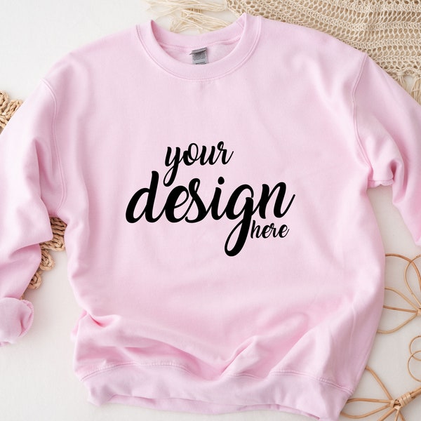 Boho Pink Sweater Mockup Gildan 18000 Mockup Valentine's Day Sweatshirt Mockup Gildan Jumper Stock Photo JPG Digital Download