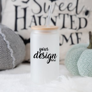 Frosted Libbey Glass Mockup Beer Can Glass Mockup Styled Stock Photo Birthday Party Glass Mockup Halloween SVG Mock Up JPG Digital Download