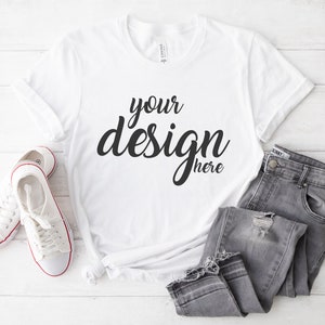 White Bella Canvas 3001 Shirt Mockup modern Tshirt Mock Up Styled Stock Photo Tee Mockup SVG Mockup Sublimation JPG Digital Download