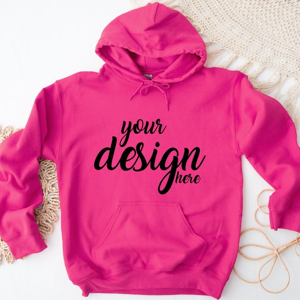 Heliconia Pink Hoodie Mockup Gildan 18500 Mockup Gildan Hooded Sweatshirt Mockup Mockup Stock Photography SVG Mockup JPG Digital Download