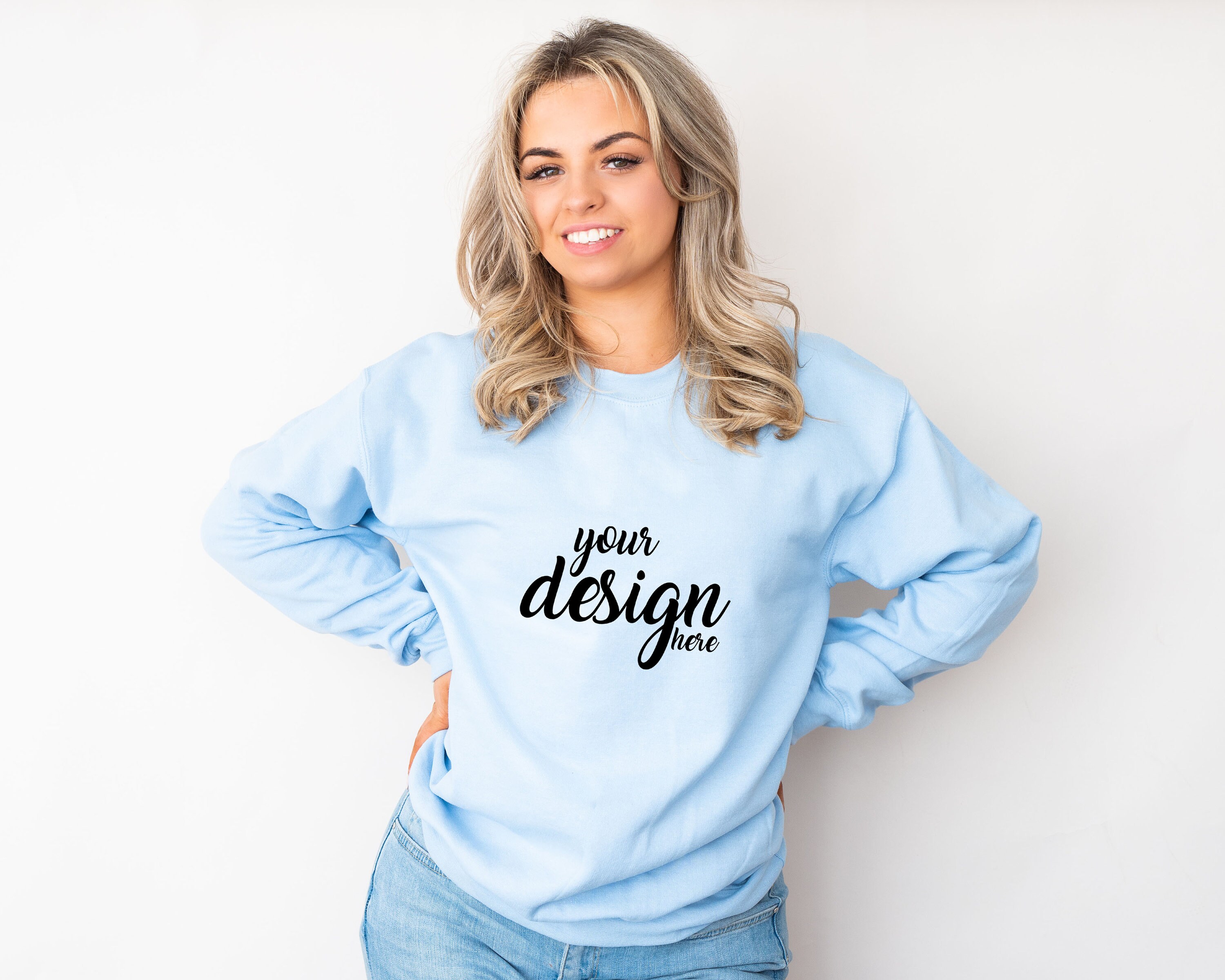 Light Blue Crewneck - Etsy