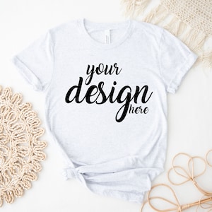 White Fleck Triblend Bella Canvas Shirt Mockup 3413 Tshirt Mock Up Stock Photo Tee Mockup SVG Mockup Sublimation JPG Digital Download