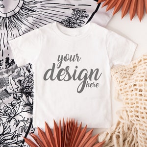 Boho White Bella Canvas Baby Shirt Mockup CV3001T Mockup Boho Child Baby tshirt Mockup Toddler tee Mockup 3001B JPG Digital Download