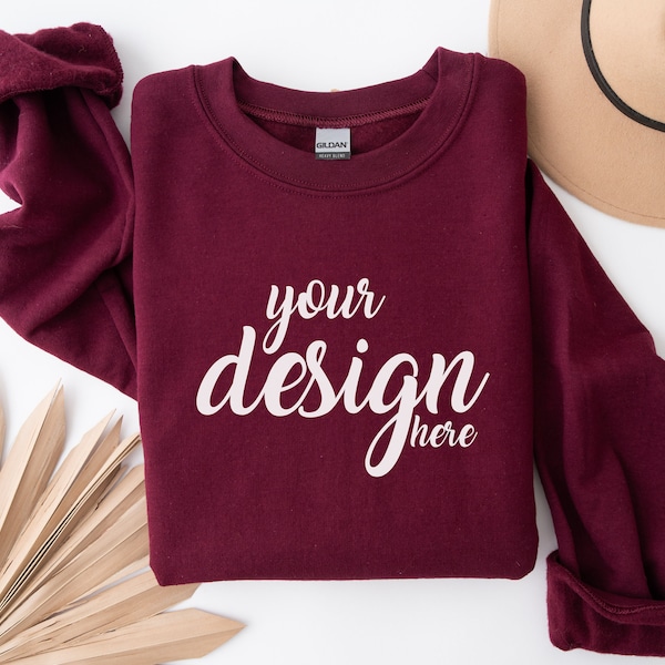 Maroon Sweater Mockup Gildan 18000 Mockup Gildan 18000 Sweatshirt Mockup Halloween Fall SVG Mockup JPG Digital Download