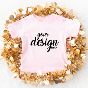 Christmas Kids Tshirt Mockup Pink Shirt Mock-up Black T-shirt Mock Up New Year Toddler Tee Boys Girls Top JPG Download