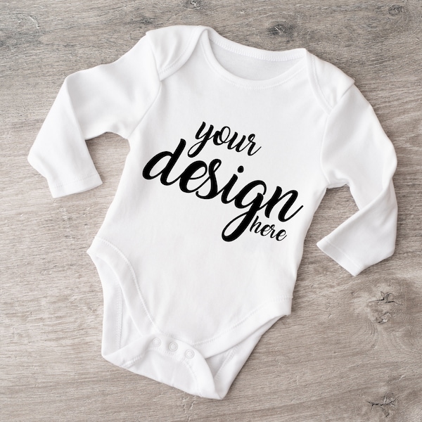 Longsleeve Baby Onesie Mockup Vest Mock-up modern Mock Up Rustic Styled Stock Photo Babygrow Mockup Sublimation Cricut JPG Digital Download