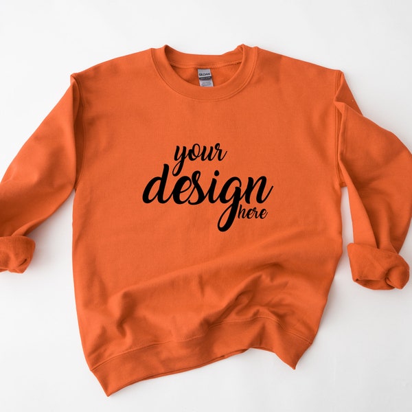 Orange Sweater Mockup Gildan 18000 Mockup Gildan Halloween Sweatshirt Mockup Model Mockup Stock Photography SVG Mockup JPG Digital Download