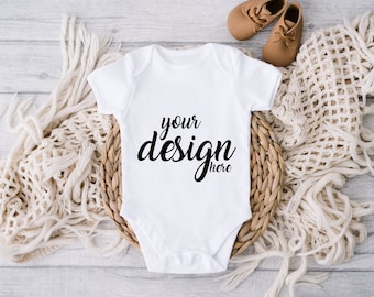 White Baby Mockup Vest Mock-up modern Mock Up Rainbow Styled Stock Photo Babygrow Mockup Sublimation Cricut JPG Digital Download
