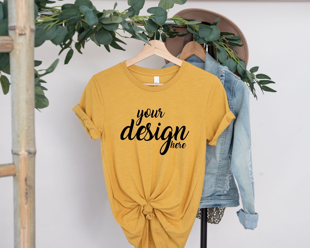 Heather Mustard Bella Canvas Shirt Mockup 3001 Tshirt Mock up Stock ...