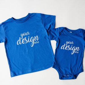 True Royal Blue Bella Canvas Baby Onesie Mockups brother sister Tshirt Vest Mock-up Baby Bodysuit Babygrow Mockup 100B JPG Digital Download