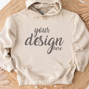 Sand Hoodie Mockup Gildan 18500 Mockup Gildan Cream Sweatshirt Mockup Sweater Mockup Stock Photography SVG Mockup JPG Digital Download