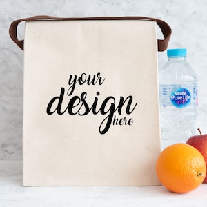 Canvas Lunch Bag Mockup Lunch bag With Strap Mockup Roll top Bag Mockups Shopping Tote Picnic SVG Mock up Bag Mock Up Digital Download Jpg image 1