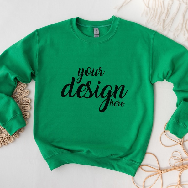 Irish Green Sweater Mockup Gildan 18000 Mockup Gildan Red Sweatshirt Mockup Model Mockup Stock Photography SVG Mockup JPG Digital Download