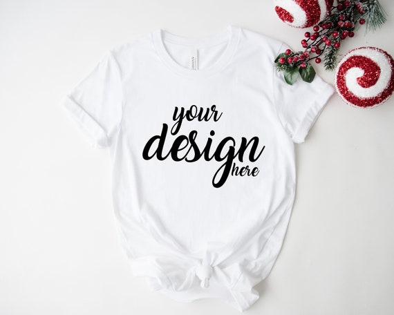 White Bella Canvas Christmas Shirt 