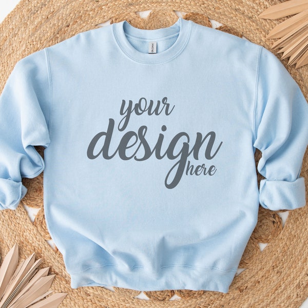 Light Blue Sweater Mockup Gildan 18000 Mockup Gildan Sweatshirt Mockup Jumper Mockup Stock Photo  JPG Digital Download