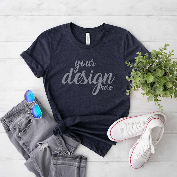 Heather Navy Bella Canvas - Etsy