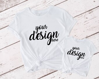 Blanc Bella Canvas Shirt Mockup Mama and Me Tshirt Mock Up Maman fille enfant Stock Photo Tee Mockup SVG Mockup JPG Digital Download