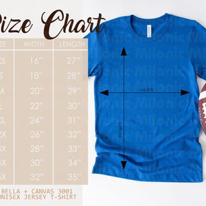 True Royal Blue Bella Canvas 3001 Camisa Tabla de tallas Camiseta moderna Estilo Stock Photo Tee Maqueta SVG Maqueta Sublimación JPG Descarga digital