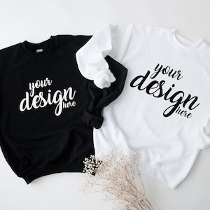 Black White Sweater Mockup Gildan 18000 Mr Mrs Mockup Gildan Bride Groom Sweatshirt Mockup Stock Photo SVG Mockup JPG Digital Download
