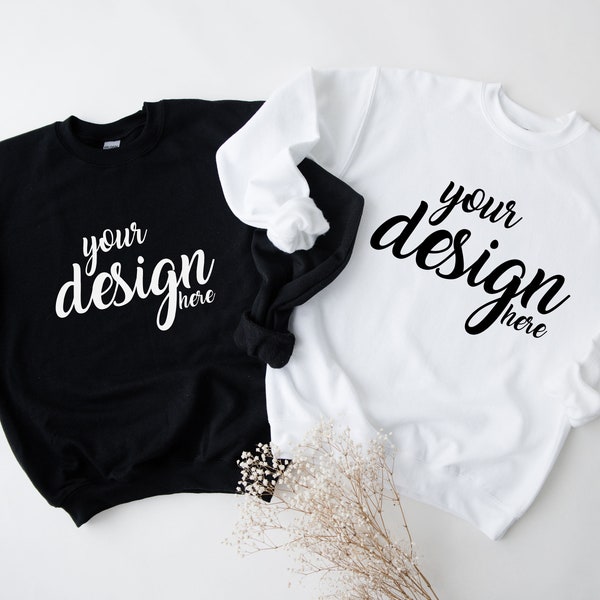 Black White Sweater Mockup Gildan 18000 Mr Mrs Mockup Gildan Bride Groom Sweatshirt Mockup Stock Photo SVG Mockup JPG Digital Download