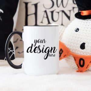 Mug MockUp 15oz Black Handle Cup Mockup Black Coffee Cup Mock up Photo Halloween Coffee Cup Mockup Cricut JPG Digital Download