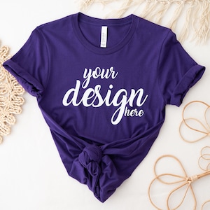 Boho Mockup Team Purple Bella Canvas Shirt Mockup 3001 Tshirt Mock Up Stock Photo Tee Mockup SVG Mockup Sublimation JPG Digital Download