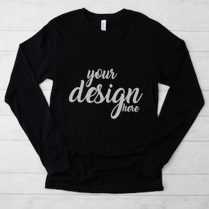 Black Bella Canvas Longsleeve Shirt Mockup 3501 Tshirt Mock Up Stock Photo Tee Mockup SVG Mockup Sublimation JPG Digital Download