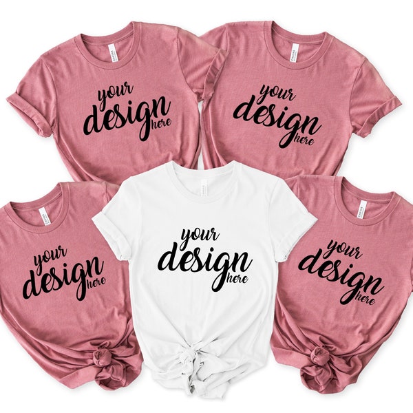 Bridal Party Mauve Bella Canvas Shirt Mockup Hen Party Family Group Pink Tshirt Mock Up Bridesmaid Bachelorette Tee SVG JPG Download