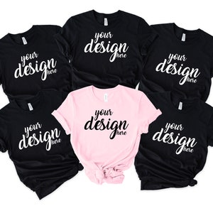Bridal Party Black Bella Canvas Shirt Mockup Hen Party Family Group Pink Tshirt Mock Up Bridesmaid Bachelorette Tee Mockup SVG JPG Descargar