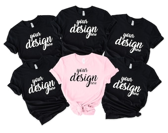 Bruidsfeest Zwart Bella Canvas Shirt Mockup Vrijgezellenfeest Familie Groep Roze Tshirt Mock Up Bruidsmeisje Bachelorette Tee Mockup SVG JPG Download