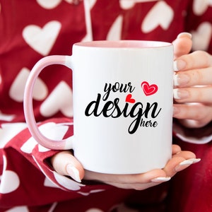 Valentinstag Rosa Tasse MockUp Rosa Henkel Tasse Mockup Geburtstag Mädchen Kaffeetasse Mock up Foto Kaffeetasse Mockup Cricut JPG Digital Download