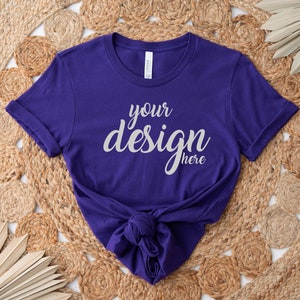 Boho Mockup Team Purple Bella Canvas Shirt Mockup 3001 Tshirt Mock Up Stock Photo Tee Mockup SVG Mockup Sublimation JPG Digital Download