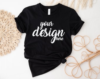 Black Bella Canvas Shirt Mockup 3001 Tshirt Mock Up Stock Photo Tee Mockup SVG Mockup Sublimation JPG Digital Download