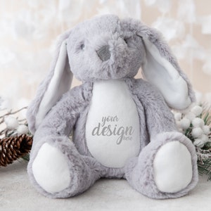 Christmas Bunny Rabbit Mumbles Mockup Printme Teddy Plush mockup Zippie Holiday soft toy mock-up personalizzato mockup JPG Digital Download