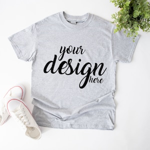 Unisex Sport Grey Gildan 5000 Shirt Mockup modern Tshirt Mock Up Styled Stock Photo Tee Mockup SVG Mockup Sublimation JPG Digital Download