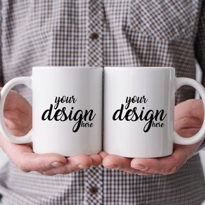 Mens Mug Mockup Fathers Day Mockup Man Holding White Coffee Cup Mockup Stock Photo Father Dad Mug Photo Mock Up JPG Digital Download