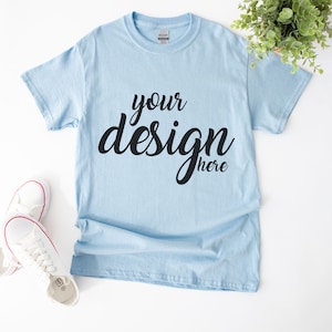 Unisex Light Blue Gildan 2000 Shirt Mockup modern Tshirt Mock Up Styled Stock Photo Tee Mockup SVG Mockup Sublimation JPG Digital Download