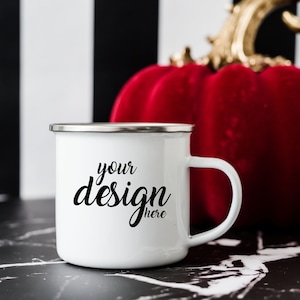 Camping Mug Mockup Camper Mug Mockup Enamel Coffee Cup Mockup Halloween Camp Mug Photo Mock Up JPG Digital Download