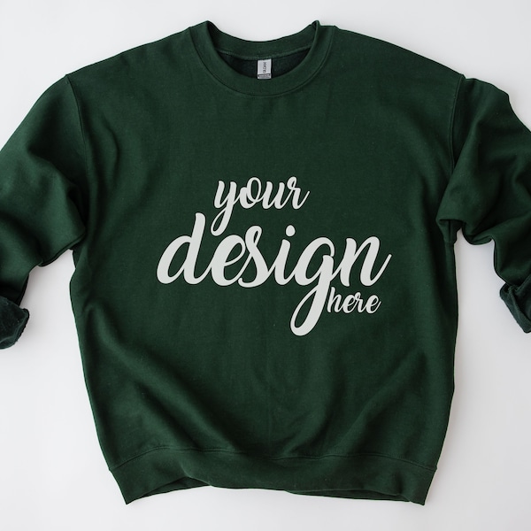 Forest Green  Sweater Mockup Gildan 18000 Mockup Boho Gildan Sweatshirt Mockup Model Mockup Stock Photo SVG Mockup JPG Digital Download