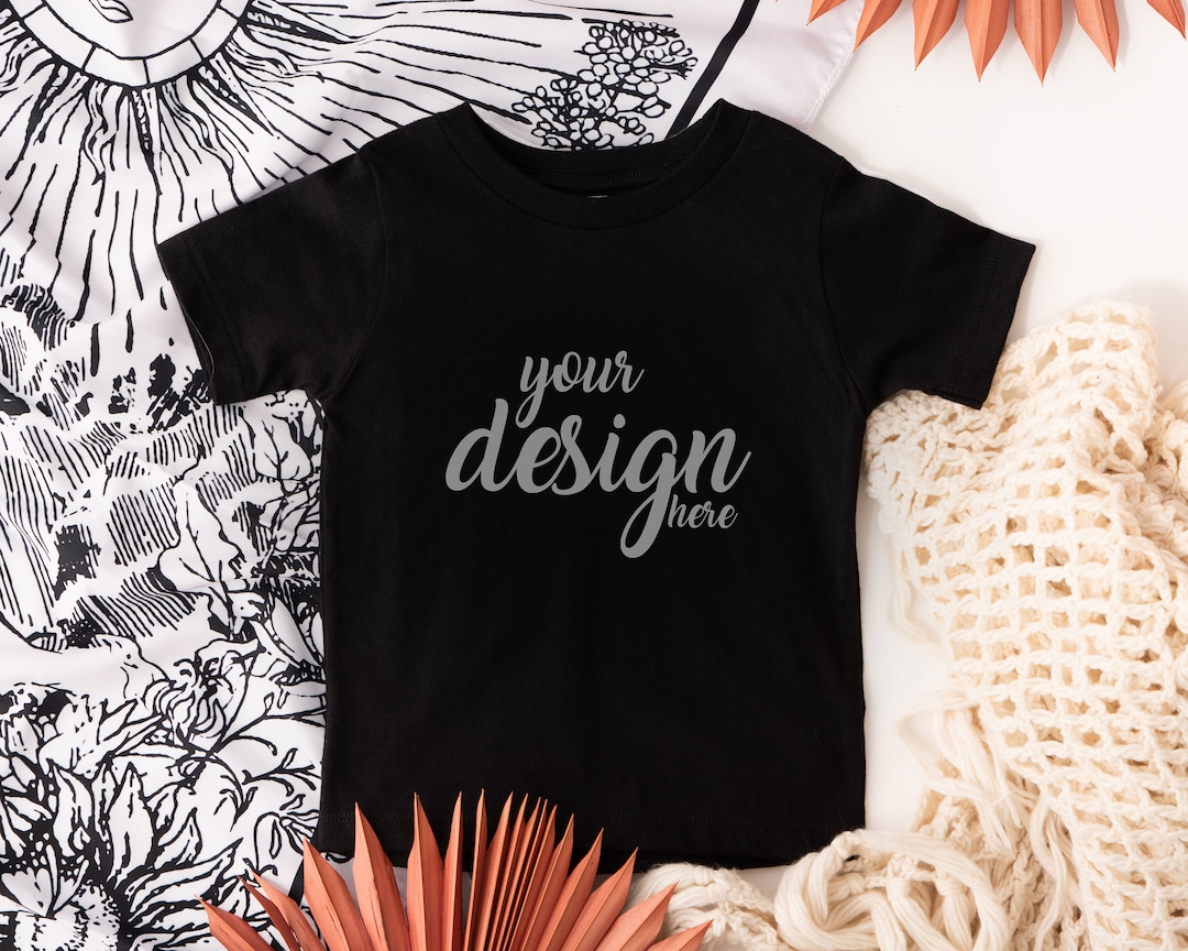 Kids Black Tshirt Mockup Boys Shirt Mockup Gender Neutral Girls Baby T